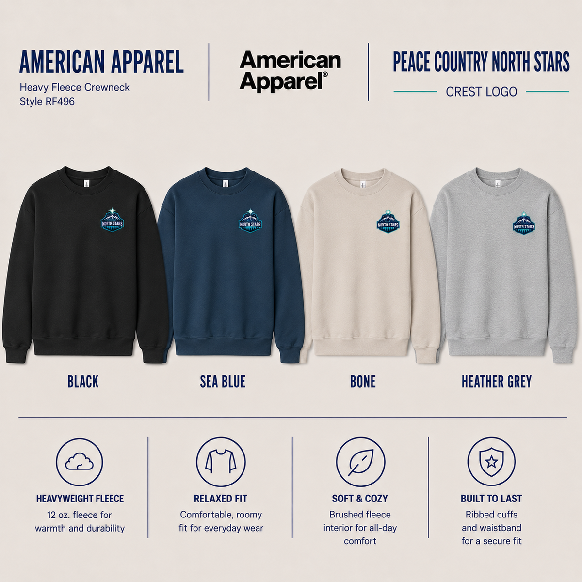 American Apparel Crewneck - Left Chest Crest Logo